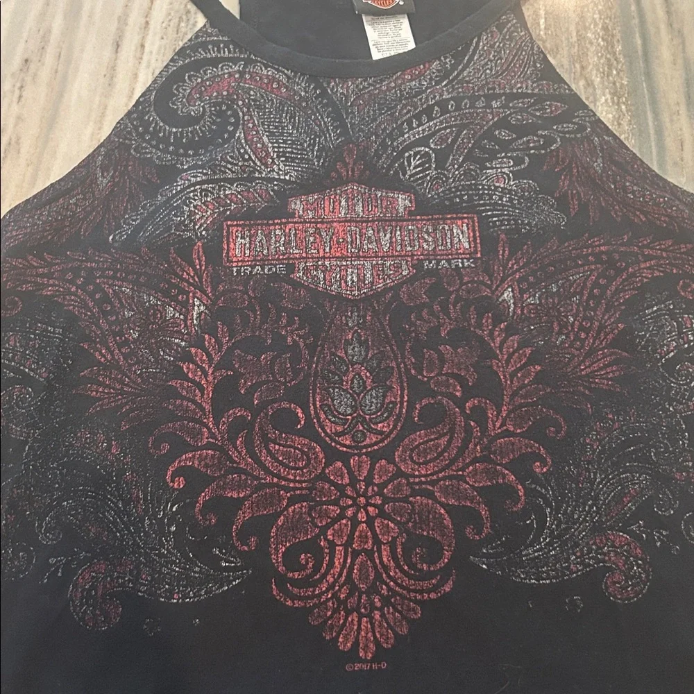 Harley-Davidson like new sexy Women's Black and Burgundy Tank Top M sleeveless - Picture 2 of 6